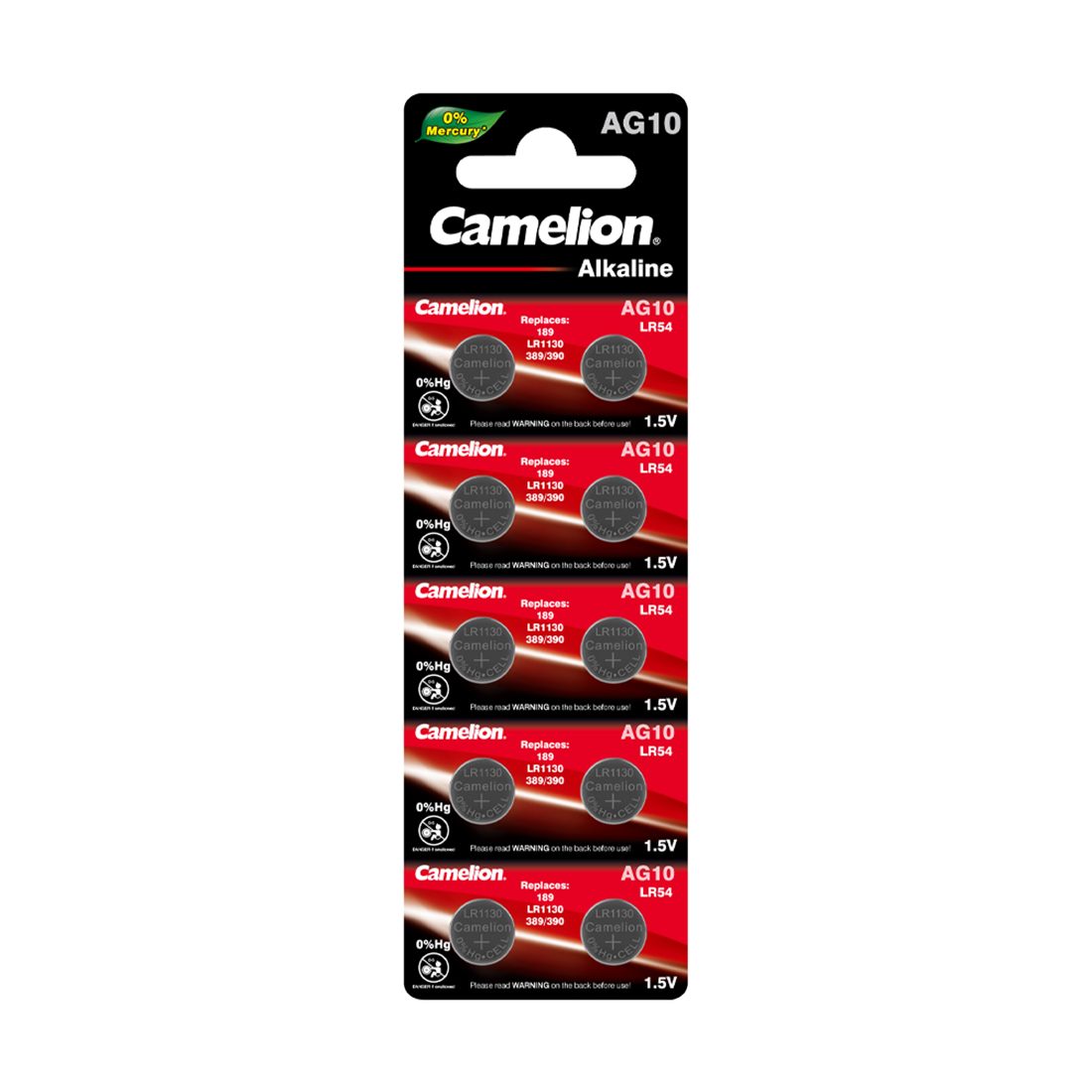 Батарейка CAMELION Alkaline AG10-BP10(0%Hg) 10 шт. в блистере